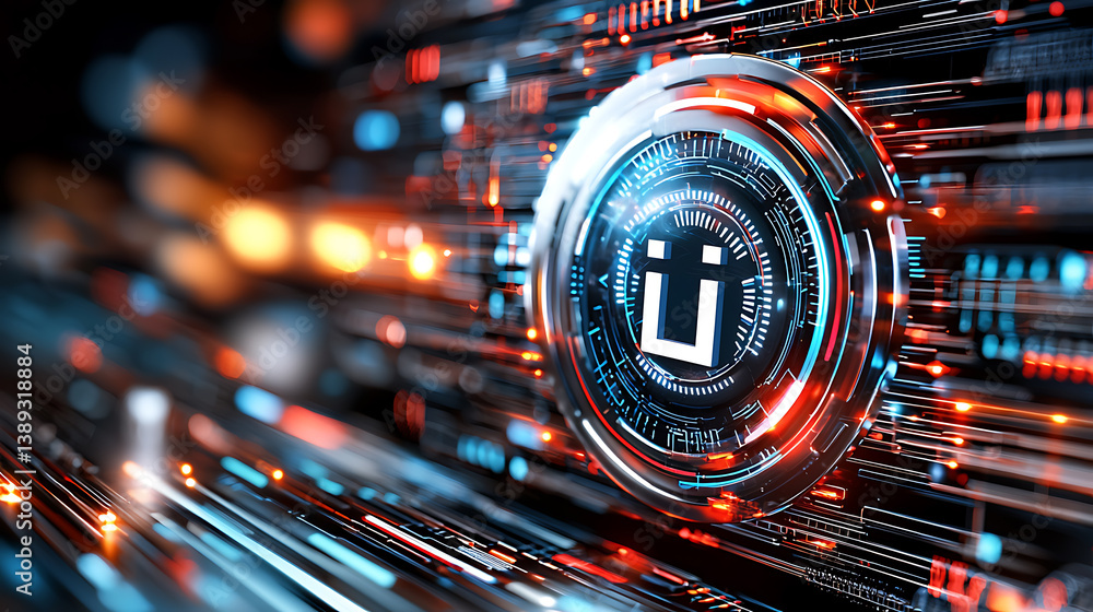 Poster dynamic data visualization concept digital realm graphic design futuristic environment close-up view