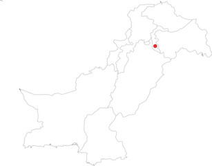 Fototapeta premium Outline Capital Mark of Pakistan on its Map