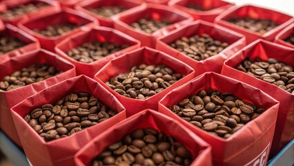 Coffee bean detail, highlighting the product and retail theme.
