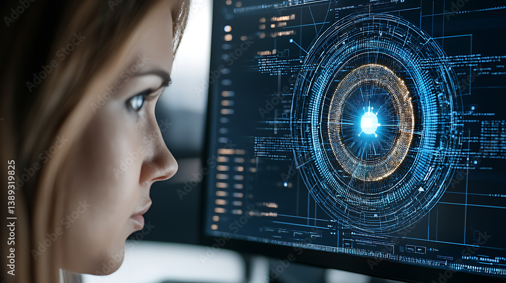 Poster innovative data analysis event tech lab digital art futuristic environment close-up view exploration