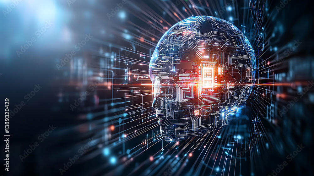 Poster innovative ai integration in digital art virtual space visual content futuristic environment close-u