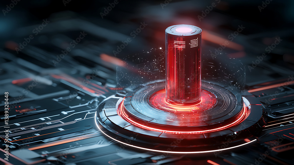 Poster futuristic energy core digital lab 3d rendering cyber environment close-up high-tech innovation