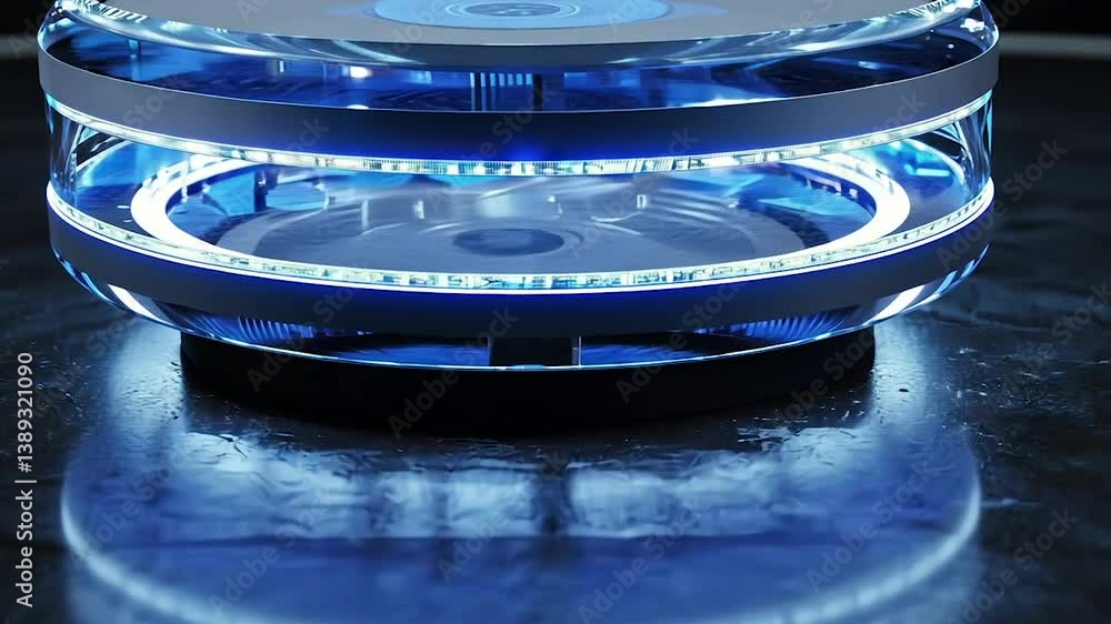 Aufkleber futuristic illuminated circular device with internal components visible through transparent casing