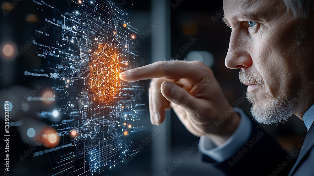 Poster innovative technology showcase business insights digital environment futuristic perspective data int