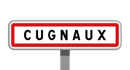 Panneau sur poteau central de ville de Cugnaux, Haute-Garonne