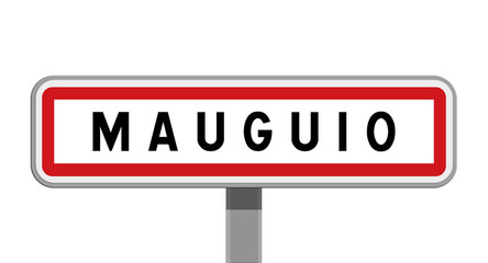 Panneau sur poteau central de ville de Mauguio, Hérault