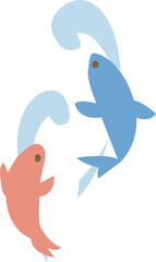 鯉の滝登りのイラスト	
