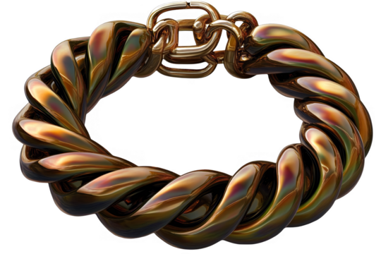 3D Illustration Of Gold Bracelet Isolated On Transparent Background