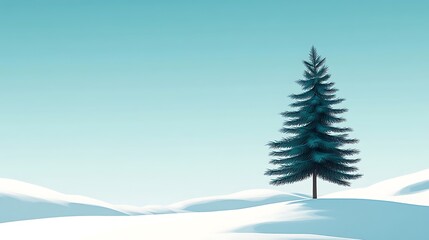 Lone evergreen tree in snowy landscape. (1)
