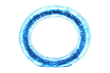 Abstract 3D Illustration Of A Glowing Blue Circle Portal On Black Background