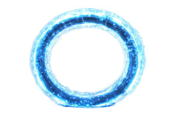Abstract 3D Illustration Of A Glowing Blue Circle Portal On Black Background