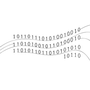Wavy binary code lines in minimalist style on white background  