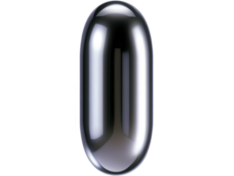 3D Rendered Chrome Capsule Isolated On Transparent Background Shiny Silver Object