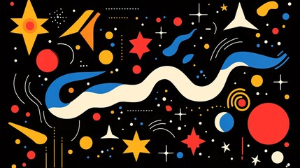 Abstract Cosmic Composition: Vibrant Celestial Forms