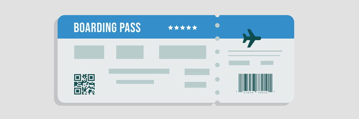 Ticket Boarding Pass template. Airplane mockup ticket isolated.  Vector illustration