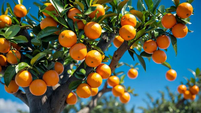Vertical shot of ripe, bitter bigarade oranges growing on the branches of an aurantium citrus tree._g_1_1_1.png