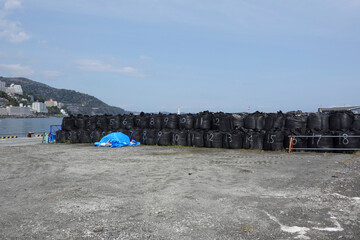Flexible container bags placed at the port