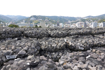 Base rubble stones used in breakwater construction