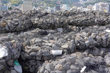 Base rubble stones used in breakwater construction