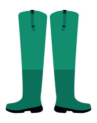 Tall Fishing Boots Isolated Vector Illustration. tall green waders designed for fishing and outdoor activities. These waterproof boots are essential for protection in wet and muddy environments