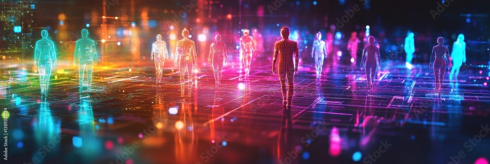 Aufkleber colorful digital figures represent diverse customer insights and the future of personalized marketin