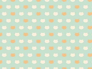 ミントとオレンジのかわいい猫の壁紙イラスト