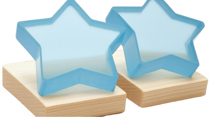 Abstract Blue Star Shapes with Crystal Effects on Transparent Background Illustration