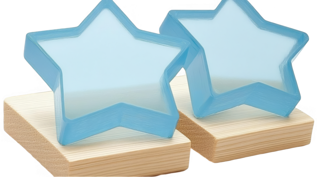 Abstract Blue Star Shapes with Crystal Effects on Transparent Background Illustration