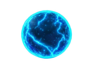 Abstract Digital Illustration Of Blue Energy Sphere On Transparent Background