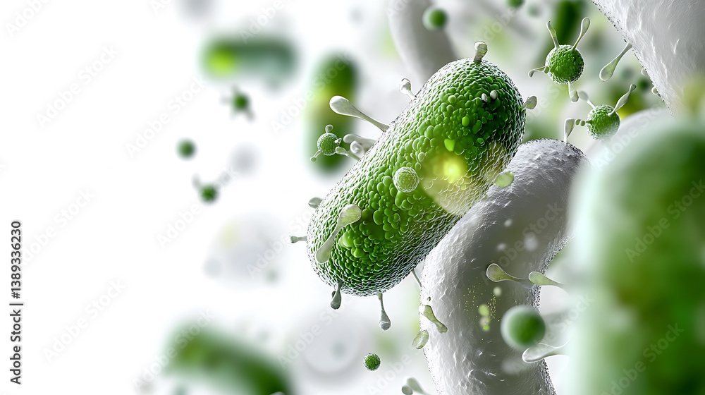 Poster microbial action exploring bacteria in a laboratory environment digital visualization scientific per