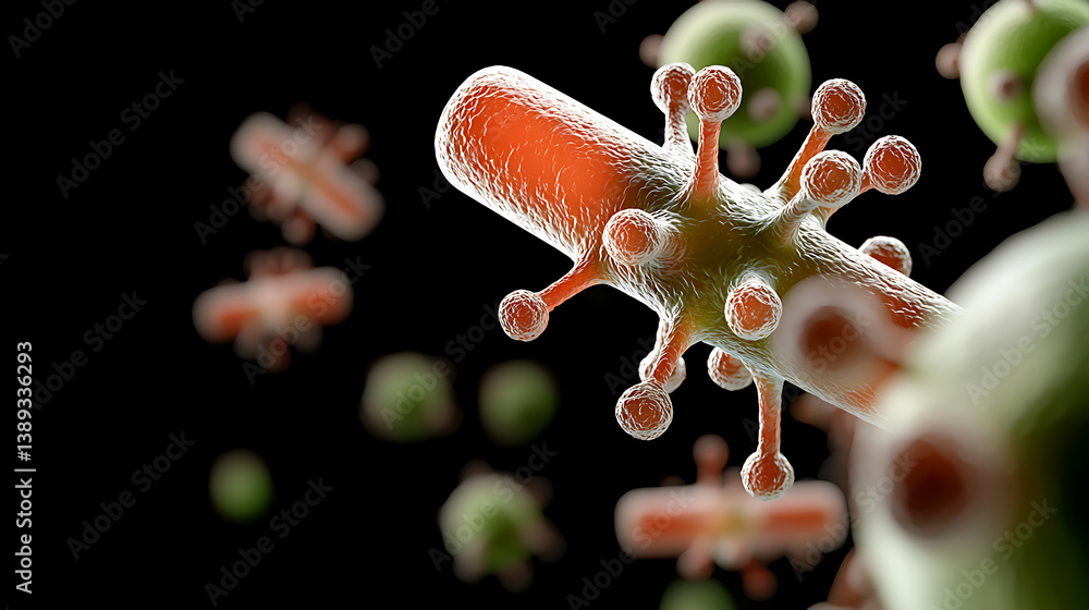 Poster exploring virus structure and function microscopic world scientific illustration laboratory environm