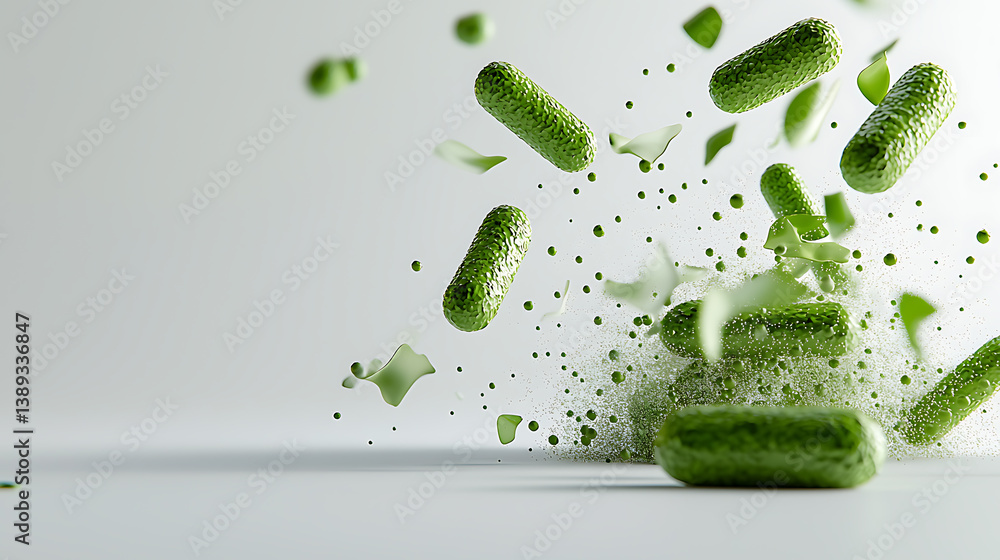 Poster explosive green bubbles abstract studio digital art minimalist setting close-up vibrant concepts for