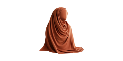 Faceless Figure Draped In Brown Fabric. Symbolism Of Identity And Cultural Expression Isolated On Transparent Background