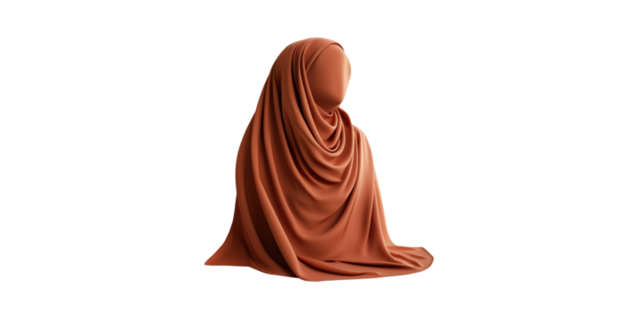 Faceless Figure Draped In Brown Fabric. Symbolism Of Identity And Cultural Expression Isolated On Transparent Background