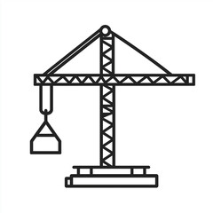 Crane Line Icon Isolated on White Background