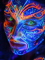Neon Face Art By Generated AI