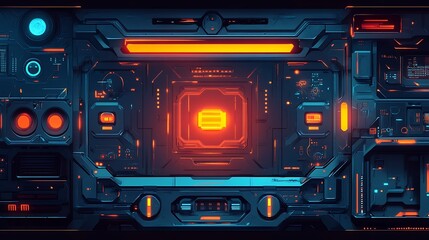 Obraz premium Futuristic interface with glowing orange core.