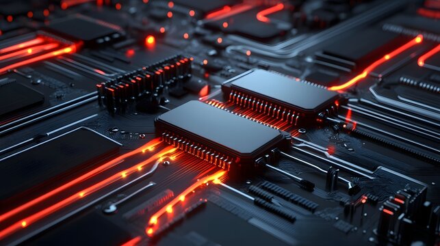 Computation hub with LLM algorithms running in parallel, high-speed data exchange visualized as glowing streams, hyper-detailed render of digital efficiency