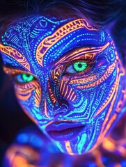 Neon Face Art By Generated AI