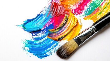 Vibrant paint strokes and brush