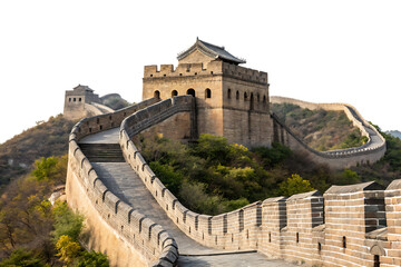 Obraz premium Great Wall of China Isolated on White Background