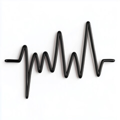 Black Heart Beat Line Icon Isolated on White Background