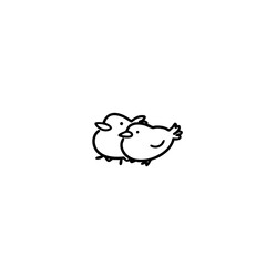 Minimalist Line Drawing of Two Cute Birds – Simple Hand-Drawn Animal Illustration for Love, Friendship, and Scandinavian-Inspired Decorative Art on White Background