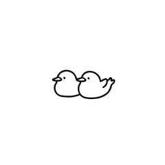 Minimalist Line Drawing of Two Cute Birds – Simple Hand-Drawn Animal Illustration for Love, Friendship, and Scandinavian-Inspired Decorative Art on White Background
