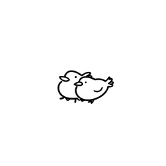 Minimalist Line Drawing of Two Cute Birds – Simple Hand-Drawn Animal Illustration for Love, Friendship, and Scandinavian-Inspired Decorative Art on White Background