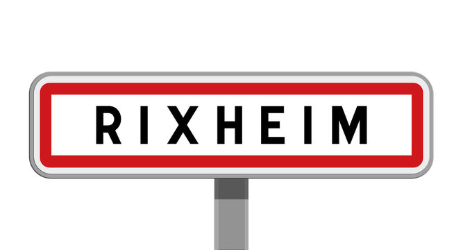Panneau sur poteau central de ville de Rixheim, Haut-Rhin, Grand Est