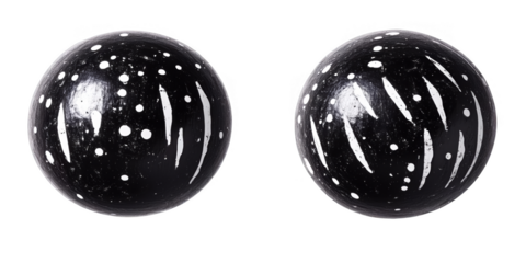 Abstract Isolated Spheres With White Spots On Black Surface Digital Illustration
