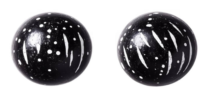 Abstract Isolated Spheres With White Spots On Black Surface Digital Illustration