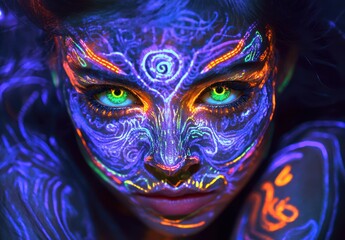 Neon Face Art By Generated AI