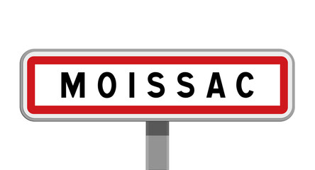Panneau sur poteau central de ville de Moissac, Tarn-et-Garonne, Nouvelle-Aquitaine